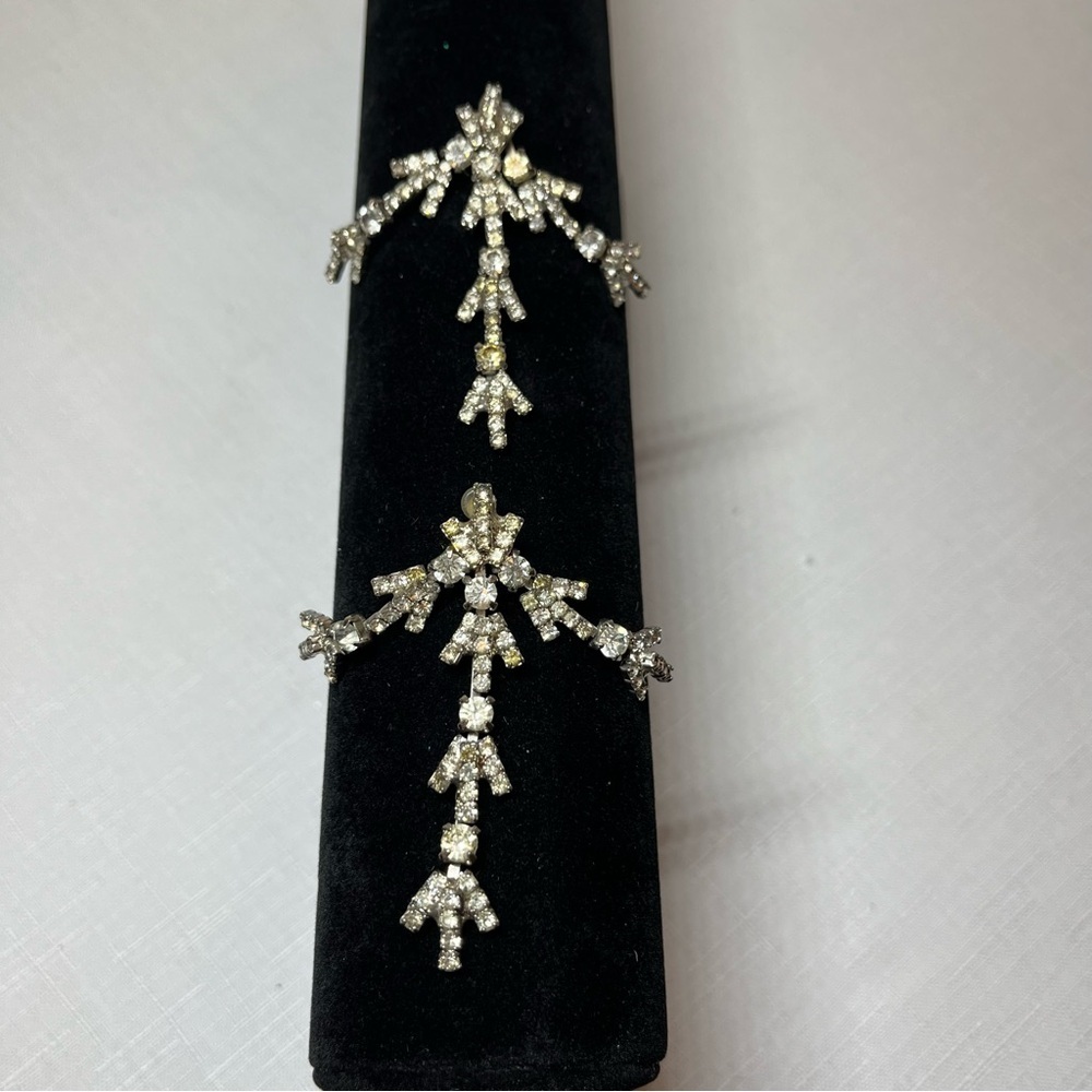 Vintage Stud Silver Crystal Earrings. Statement